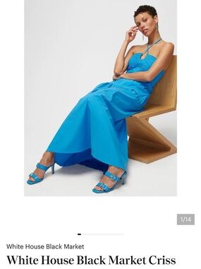 White House Black Market Bright Blue Halter Midi Dress